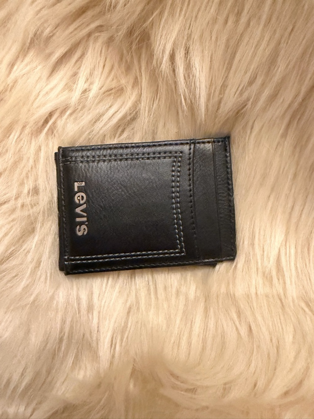 Levi's Black Slim Leather Card & Key Holder